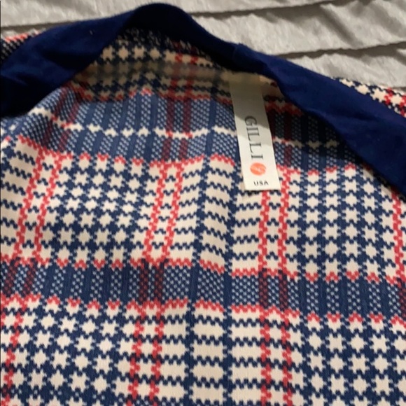 Chic Plaid & Navy Open-Front Cardigan 💕 - Picture 5 of 7